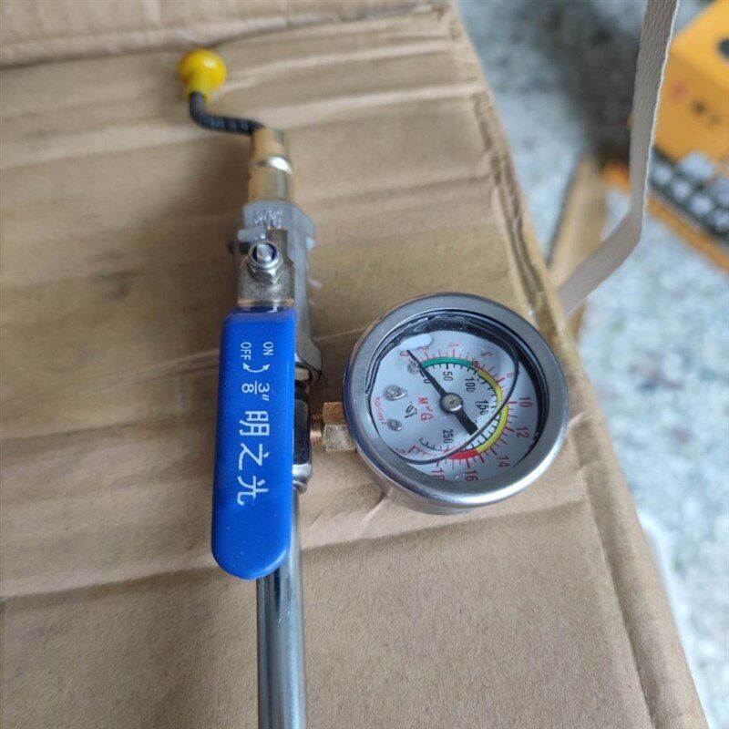 明智光不锈钢充气杆打气咀带表加气杆汽车轮胎打气工具高级 球阀