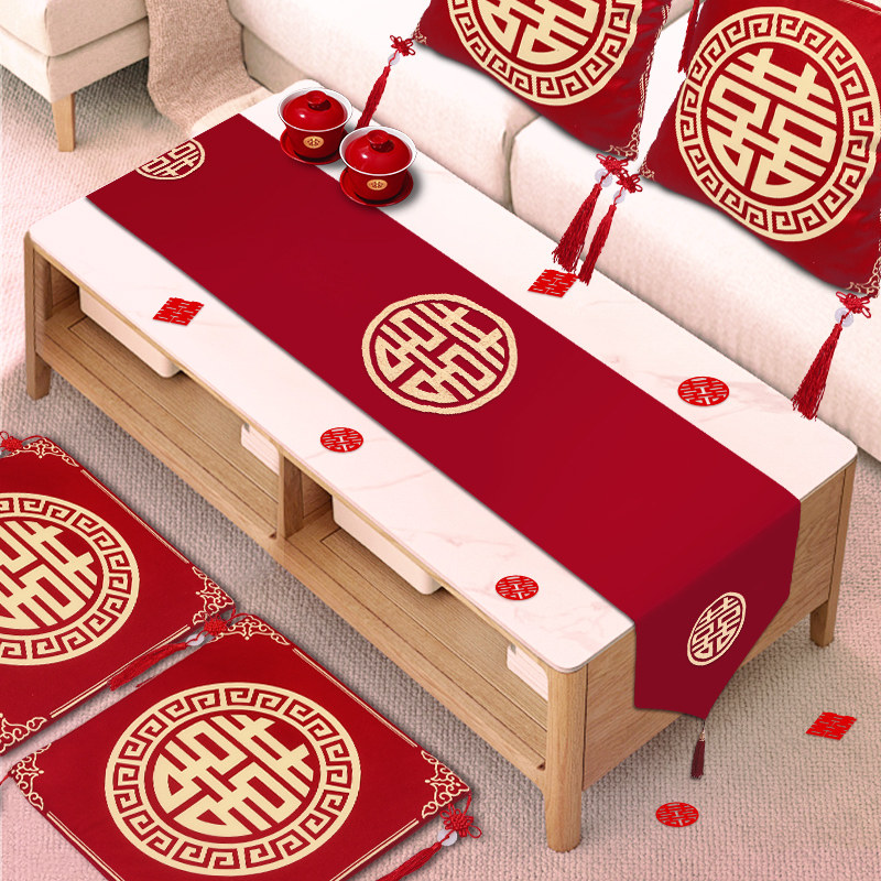 2024新款桌布结婚桌旗茶几餐桌垫电视柜布艺长条垫布婚房布置装饰,居家布艺,桌布,淘宝优惠券,粉丝福利购,淘宝优惠卷