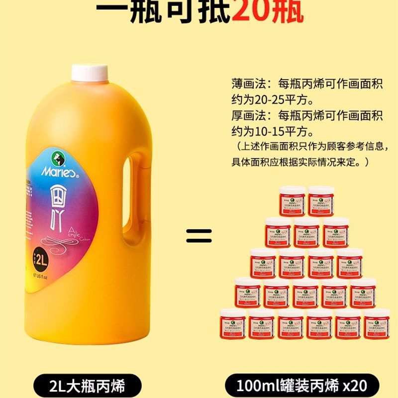 牌大桶2升装丙烯画颜料墙绘室内丙烯画涂料手绘炳稀涂墙体彩绘墙