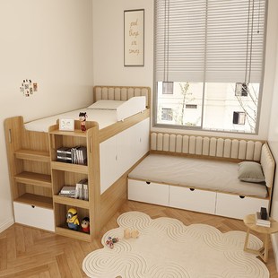 互不干扰二胎一房变两房隔断床儿童床子母床兄弟姐妹分隔床定制