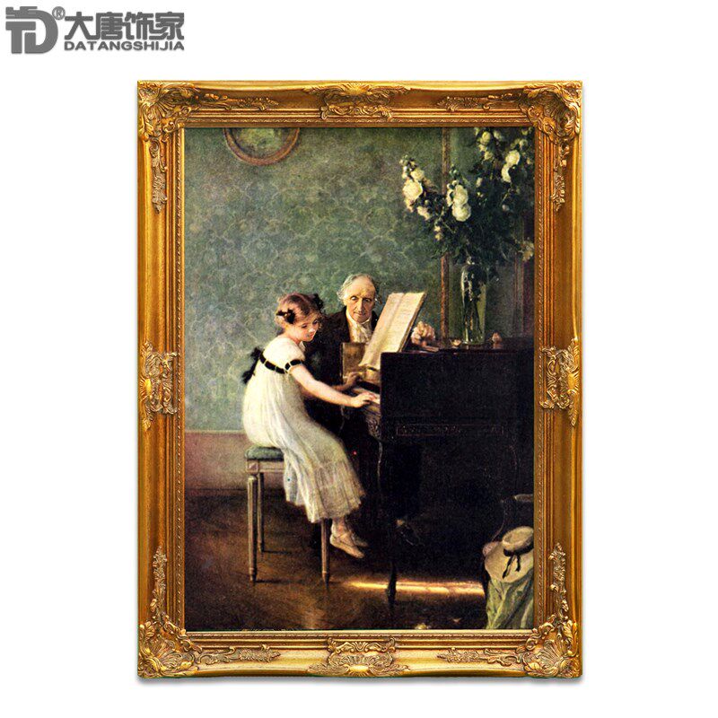 豪华欧式玄关装饰画 手绘客厅古典人物油画  名画 年轻艺术家N293