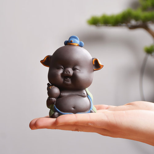 个性猪八戒摆件紫砂茶宠可养精品可爱小猪茶桌茶具茶台摆设装饰品