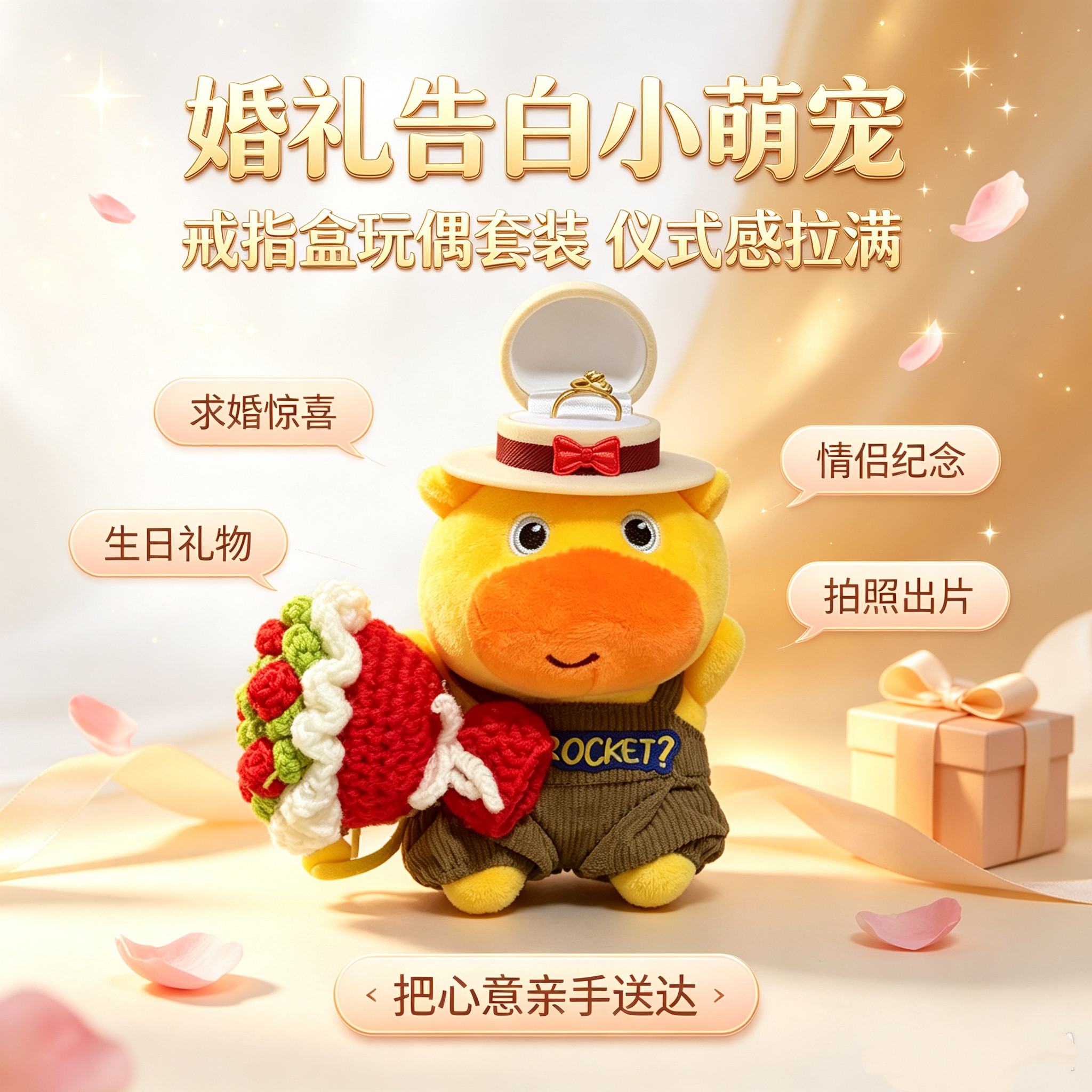 噜噜戒指盒送礼情人戒指盒玩偶收纳玩偶情人节送礼戒指盒图片