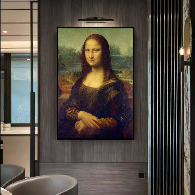 蒙娜丽莎的微笑戴珍珠耳环的少女经典人物挂画装饰画古典卧室油画