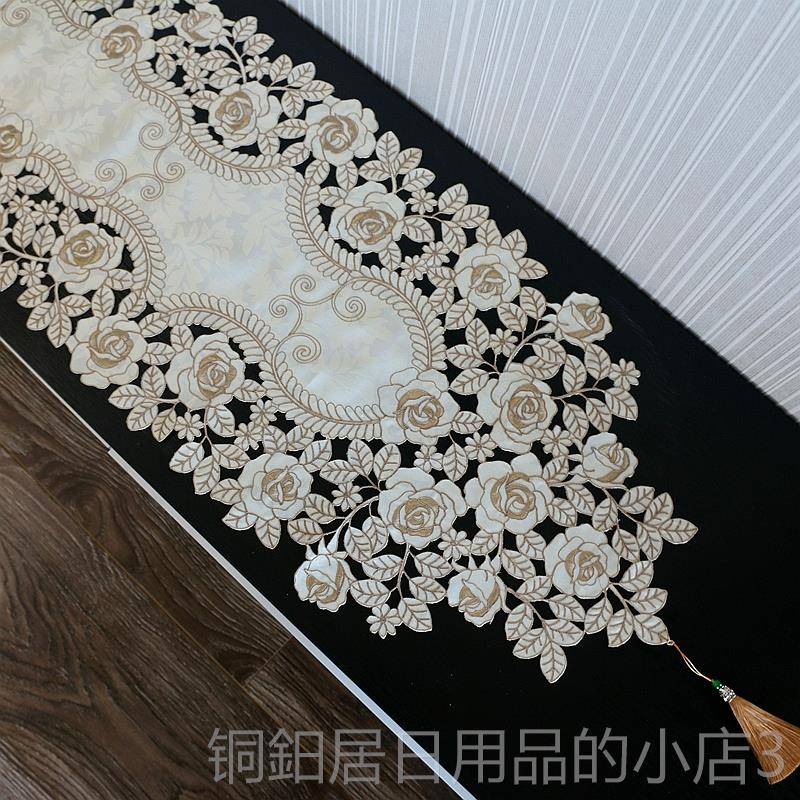 高档旗桌式刺绣布艺美式餐桌布绣花茶几桌垫欧布电视柜盖巾台流苏