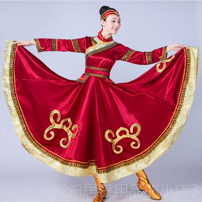 高档新款蒙舞蹈服广蒙古服装女族演出服成人民族风族蒙古袍现舞代