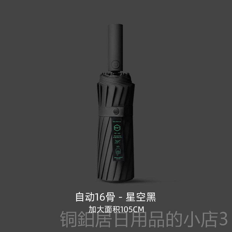 高档菲诺风16骨雨伞胶女晴雨两用黑防晒抗UV遮阳大折号抗叠遮阳伞
