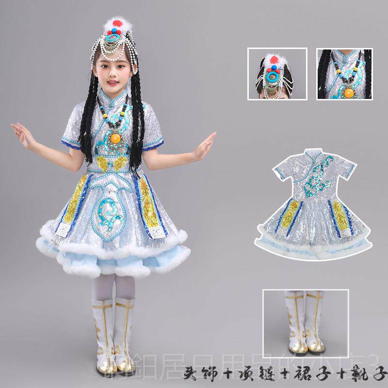 高档儿童藏族服装场六一少数民唱族服装藏服女童演开舞独盛装舞蹈