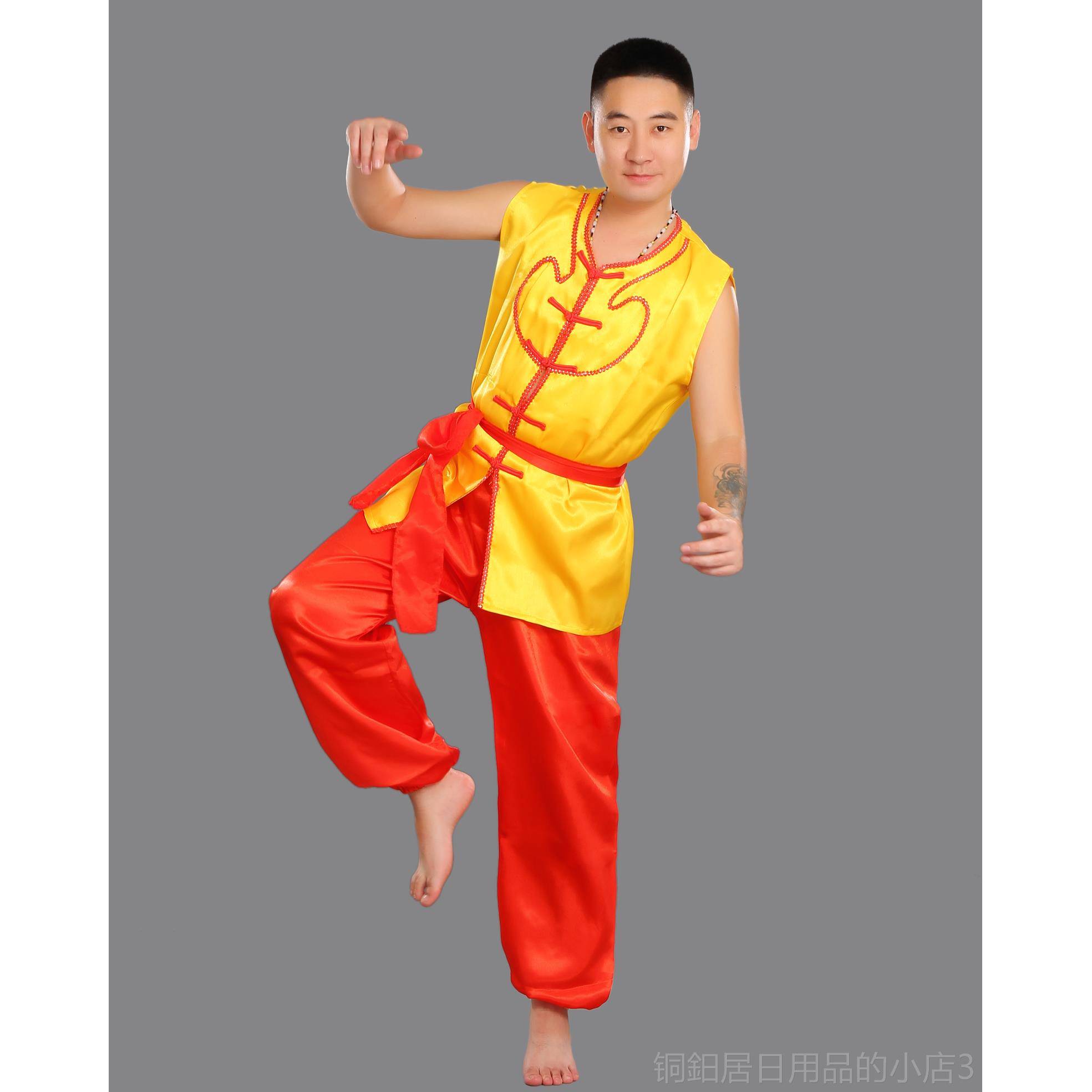 高档赛龙鼓舟男演出服装款陕北腰鼓民族舞蹈服喜庆服歌打服舞龙舞