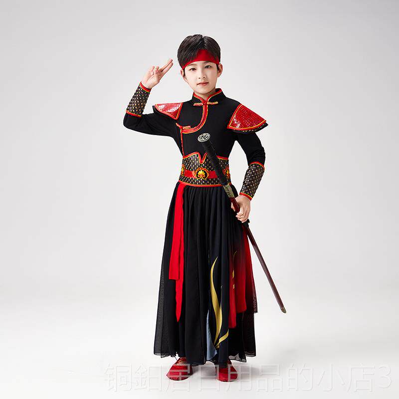 高档儿童中霍国风剑舞蹈服骁侠演客出服元甲象王行舞服装男女古装