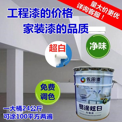 净味超白内墙乳胶漆工程漆室内白色墙面漆调色漆环保哑光油漆涂料