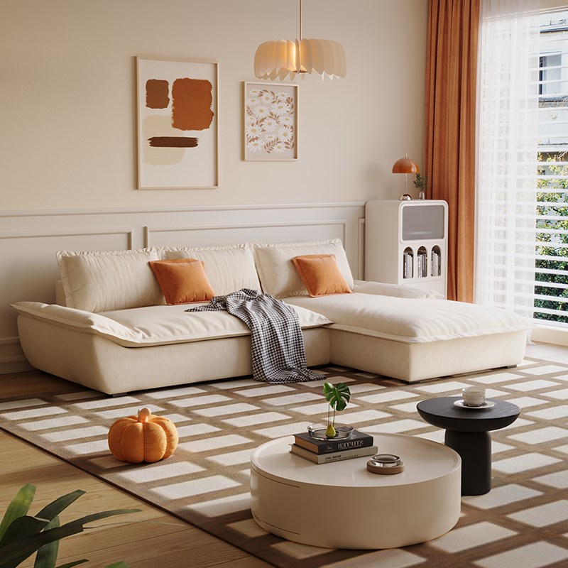 奶油风高级绒布艺沙发现代简约小户型客厅帆船贵妃沙发2024新款