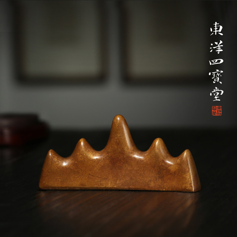 青铜器五峰笔山 毛笔架笔搁收藏送礼文房四宝赠礼品摆件镇纸镇尺