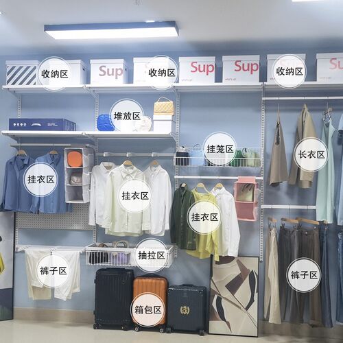 上墙款壁挂步入式衣帽间出租房改造轨道衣架衣柜货架金属货架配件