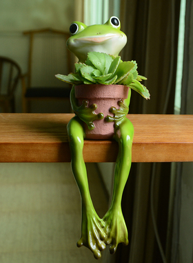 青蛙摆件 青蛙多肉花盆树脂 水池石槽田园风 创意装饰家居摆件