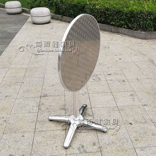 阳台不锈钢桌子折叠小圆台花园阳光房休闲折叠餐桌家用现代咖啡桌