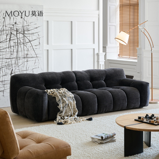 莫语 糖果沙发简约现代设计师小户型客厅黑色直排复古布艺沙发