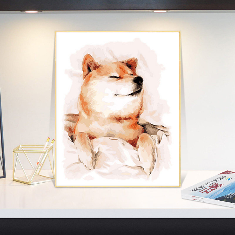 狗狗数字油画动物狗狗油画儿童diy手工填色哈士奇金毛柴犬秋田犬