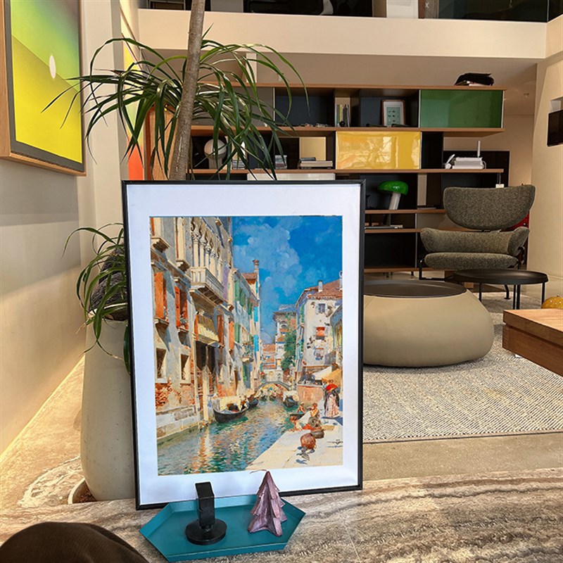 意大利鲁本斯 桑托罗水乡游船风景客厅书房沙发背景墙装饰画摆台