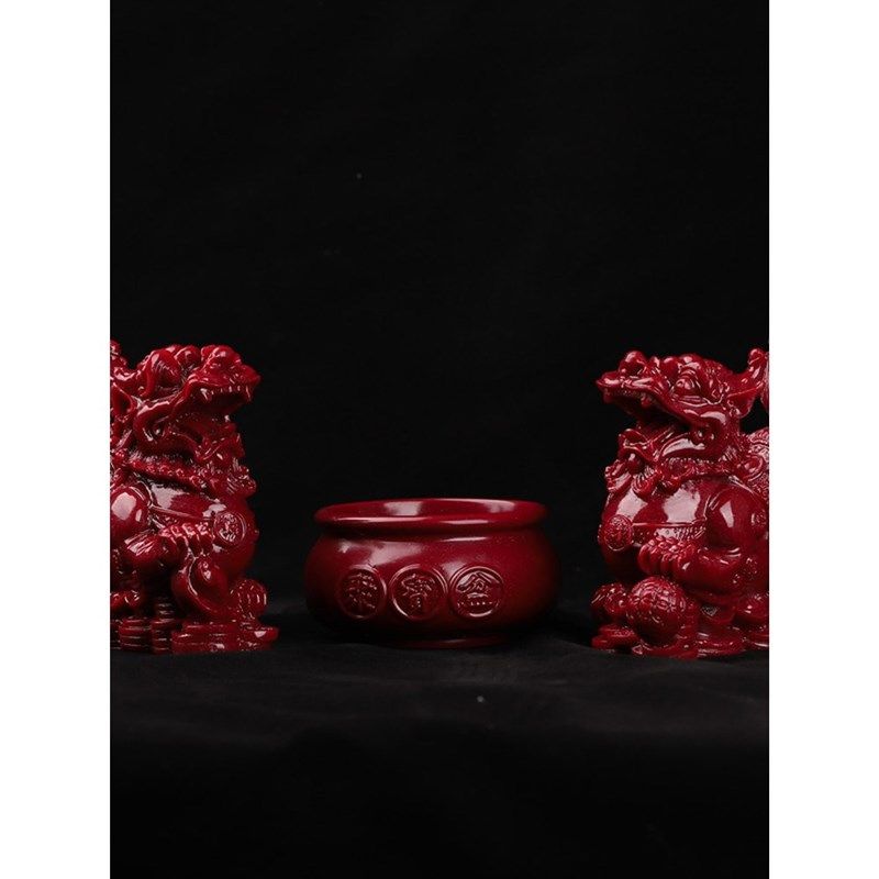 朱砂聚宝盆招财纳福公母一对貔貅家用工艺品百财纳福客厅桌面摆件,家居饰品,国学摆件,淘宝优惠券,粉丝福利购,淘宝优惠卷