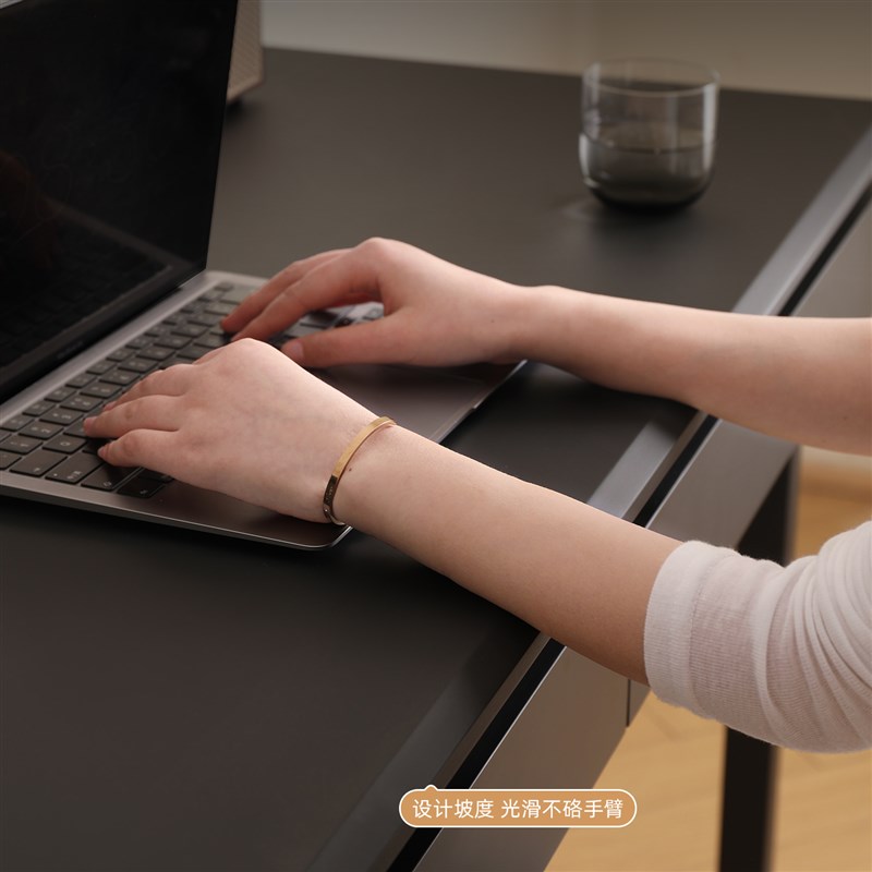 艾迪嘉 莱姆书桌 实木学习桌现代简约学生写字台桌柜一体家用黑色