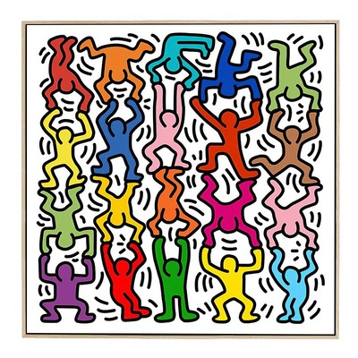 港画 凯斯哈林KeithHaring街头涂鸦抽象艺术装饰画卧室床头装饰画