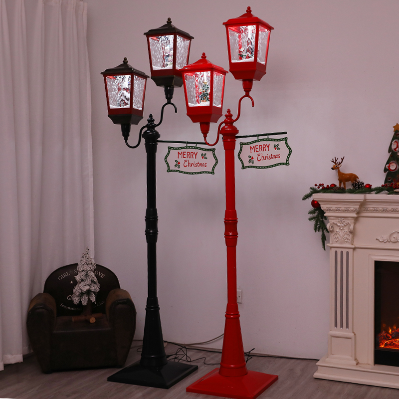 耶诞节装饰品飘雪路灯音乐喷雪灯商场酒店下雪灯橱窗场景布置摆件