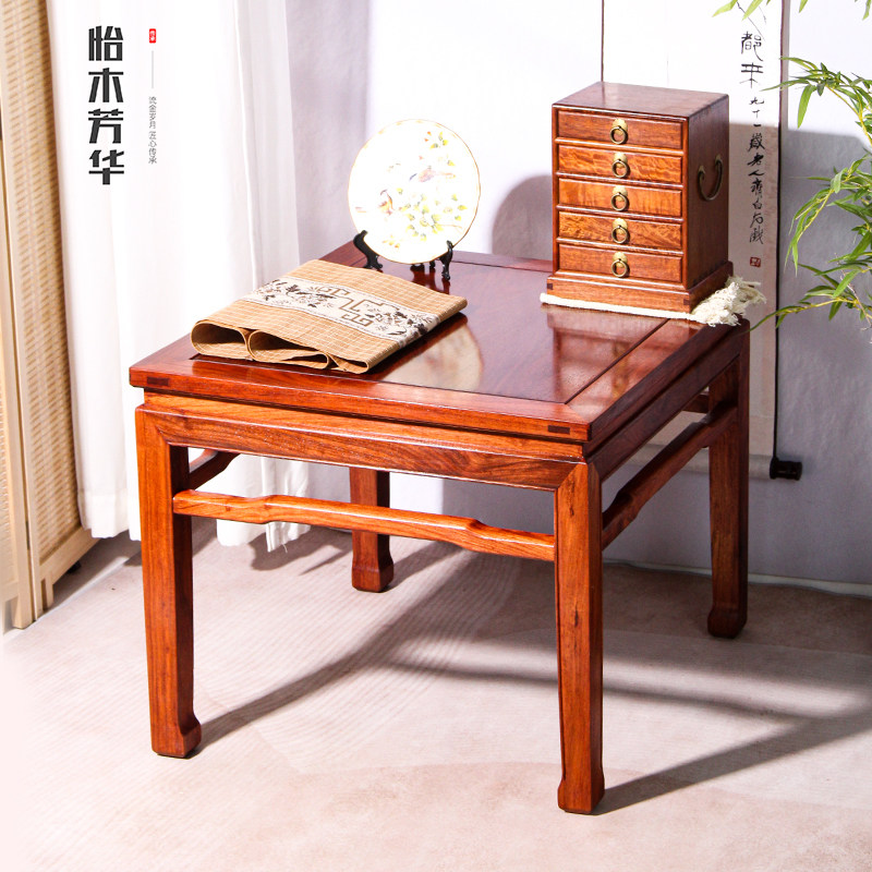 红木家具刺猬紫檀餐桌正方形棋牌桌实木八仙桌整装中式休闲桌