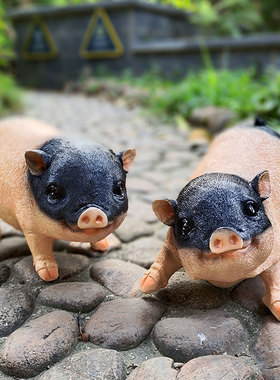 花园装饰摆件仿真动物雕塑卡通小猪创意别墅庭院阳台家居树脂饰品