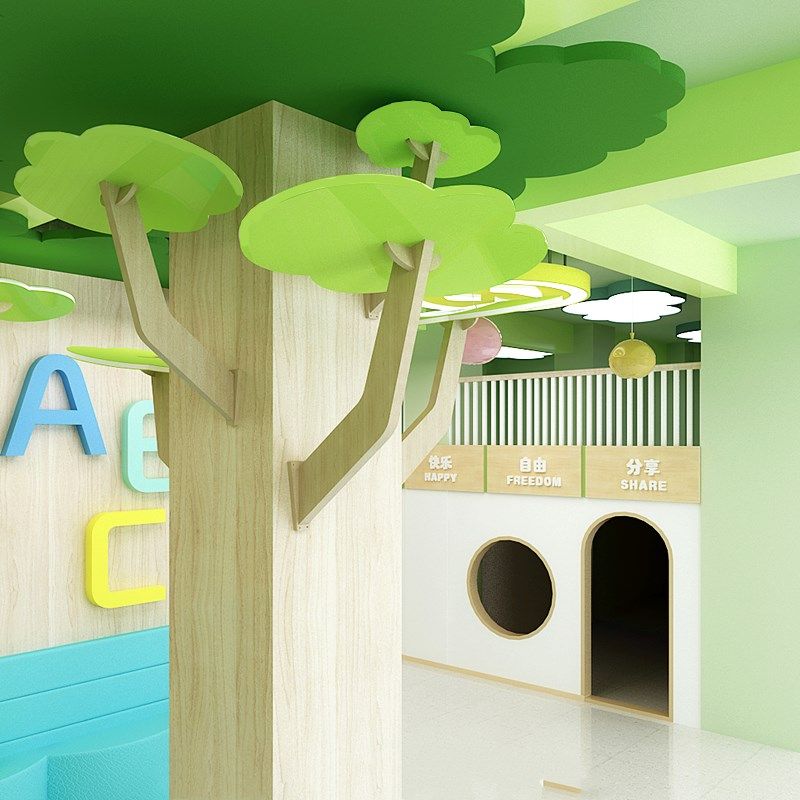 幼儿园学校早教绘本馆大厅包柱子装饰树枝/大树环创立体树枝装饰