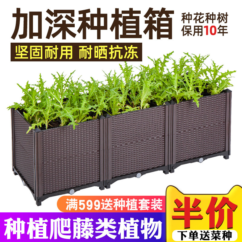 阳台蔬菜种植箱长方形塑料花盆室内菜园特大组合园艺种菜盆种植槽