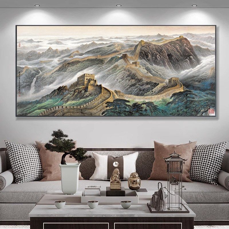 江山万里长城靠山图办公室画会议室背景墙壁画客厅装饰画大气挂画