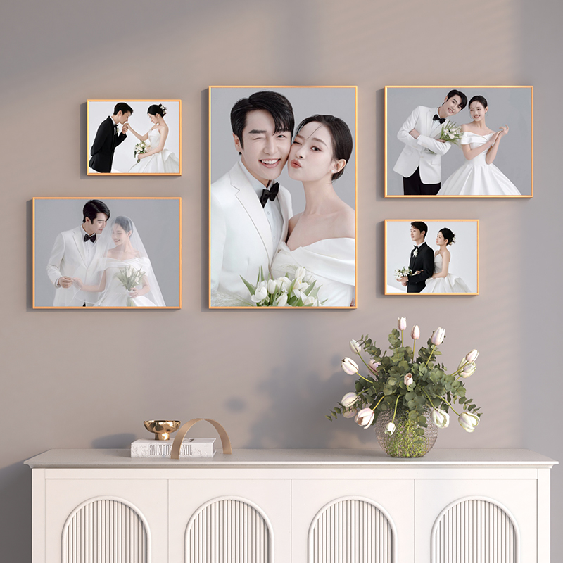 婚纱照照片墙组合相框洗相片定制打印做结婚照创意客厅挂墙不规则