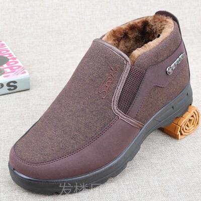 正品老北京布鞋冬季老人男加棉保暖加绒鞋加厚老年爸爸鞋防滑中肥