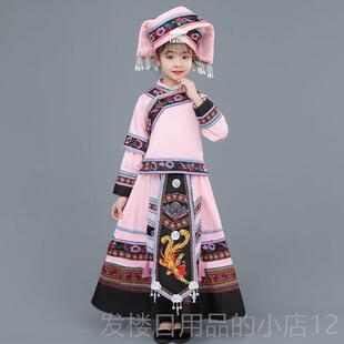 正品广西壮族新款童三族月三女民服装数民族舞蹈表演服儿童少演出