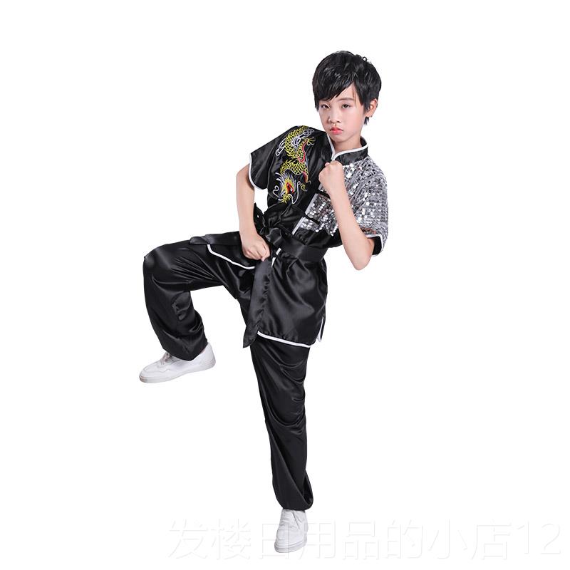 正品儿武术表演服青少年绣演出服少儿童训练服女竞赛刺龙服中男国