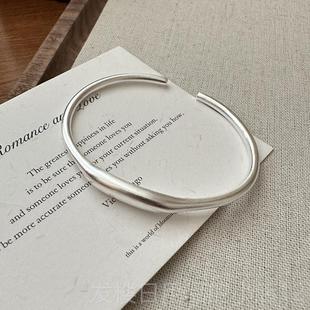 正品重工s9子25纯银不简规则个性流线银手镯小众约镯开口手镯银女