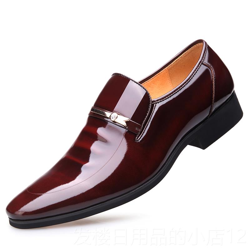 正品春秋男鞋商务正装皮鞋中男士真皮软底棕色休鞋尖头套闲脚西款