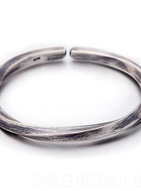 正品纯银手镯999足男女维情侣古法手工白银手莫环比乌斯实心京银