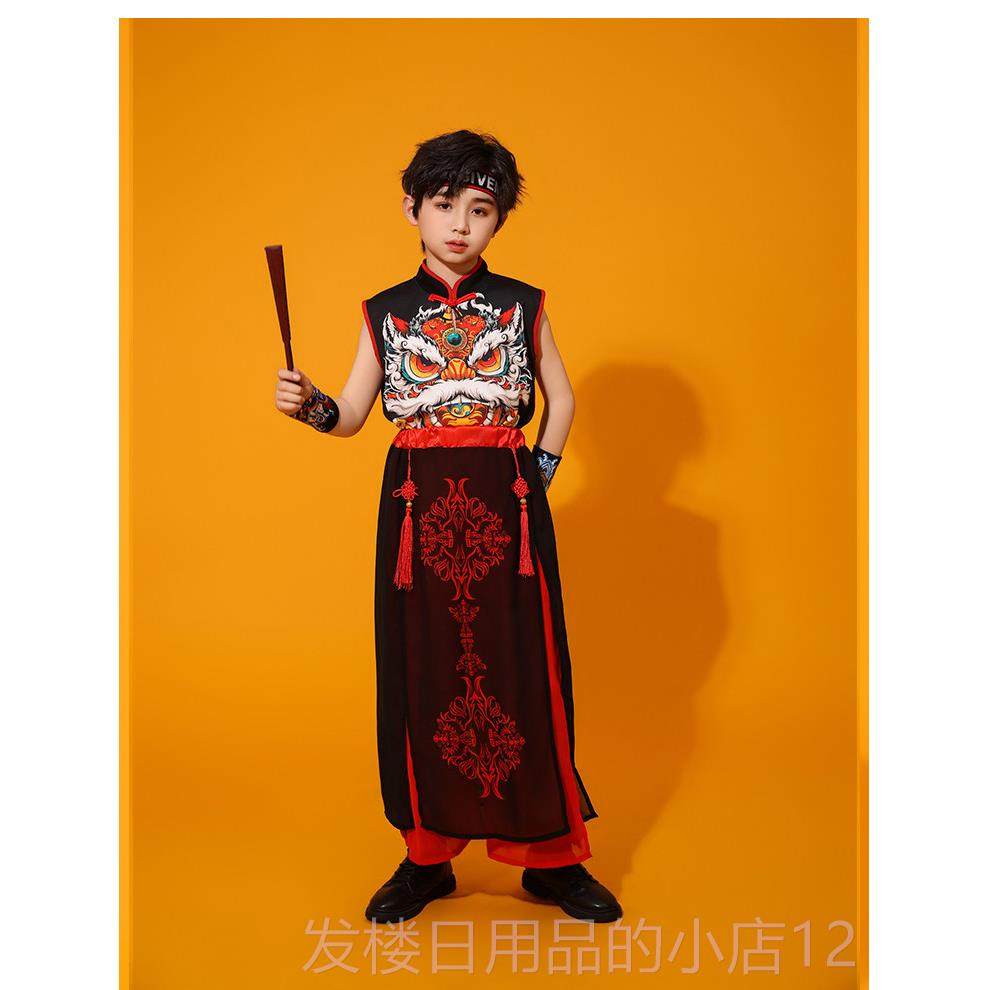 正品六女童街舞中国风表走秀服一东方醒狮戏曲元国素潮男童演服新图片