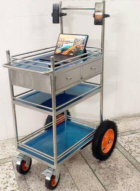 小推车不锈钢车JWH户外拆工具摆摊直播带轮可卸置车物架移动便携