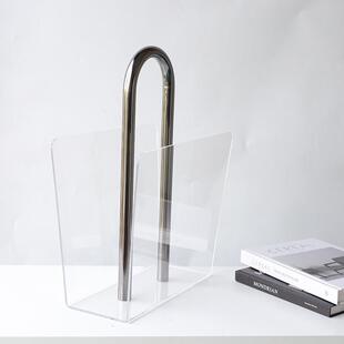 现代售约金亚属克力书架杂志收纳架XWH样简板客厅装饰房楼处软装