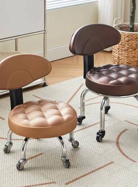 滑轮矮凳家静音带娃学EER步小椅子移凳动美缝擦可用地圆万向轮小