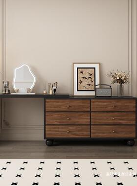 纳梳新妆台卧室简约款中古现代收柜斗柜一体网HBZ红型小柜化妆桌