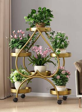 ?花架QML子客厅落地阳式架新款置物台多层铁艺绿植萝物摆放花盆花