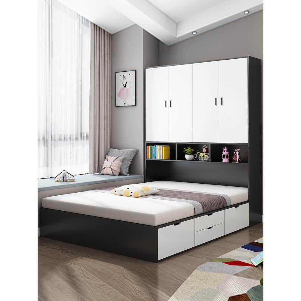 榻卧榻米床衣柜一体床多能双人床室箱体功物QK-TMM00单储人床实木