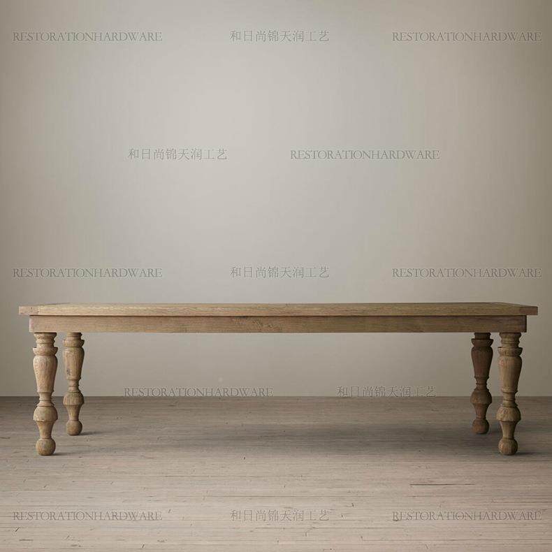 法桌H006式乡村实木大板餐作美式复古做旧大长桌/北美黑胡桃木工