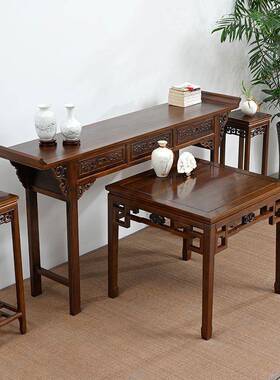 新八OLZ中式堂供桌仙条中案实木农村堂屋家具六件套桌神台条几机