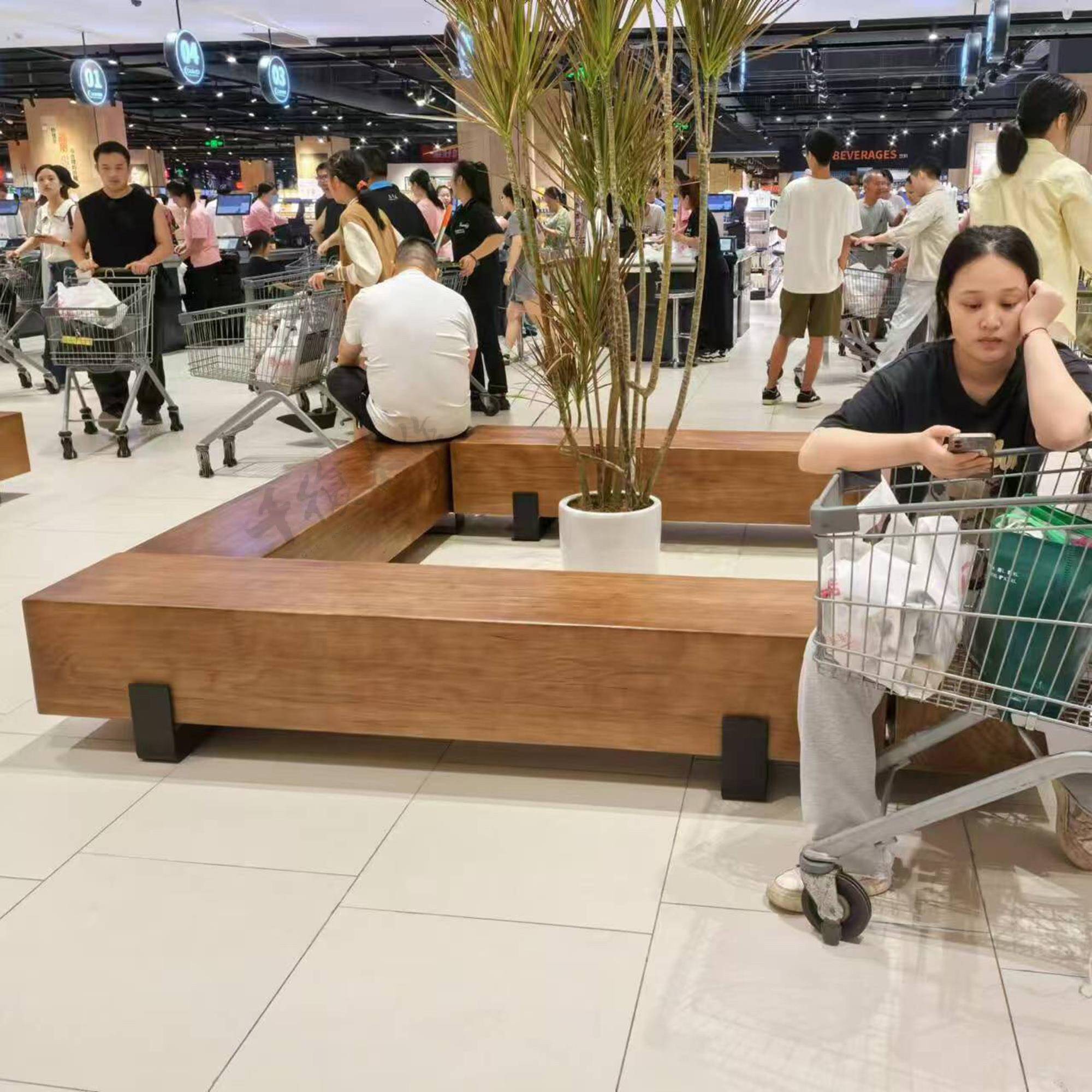 K实木长凳酒店展厅512商场休息凳电视柜服装7条店尾床凳景观凳工