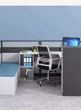 办公桌子室简约现代职员带休息床员工JOJ办桌D公Z屏风隔断公卡办